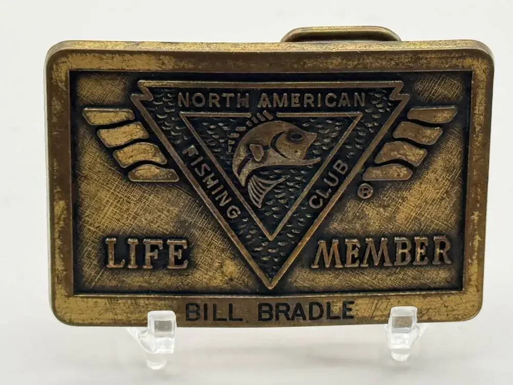 North American Fishing Club Life Member Belt Buckle Vintage Collectible USA